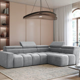 Home Collective Ecksofa Couch Sofa Wohnlandschaft Wohnzimmer 305x210 cm | weicher Stoff & Wellenfederung | verstellbare Kopfstützen | Ottomane links/rechts montierbar | Hocker wahlweise