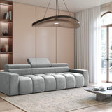 Home Collective Ecksofa Couch Sofa Wohnlandschaft Wohnzimmer 305x210 cm | weicher Stoff & Wellenfederung | verstellbare Kopfstützen | Ottomane links/rechts montierbar | Hocker wahlweise