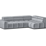 Home Collective Ecksofa Couch Sofa Wohnlandschaft Wohnzimmer 305x210 cm | weicher Stoff & Wellenfederung | verstellbare Kopfstützen | Ottomane links/rechts montierbar | Hocker wahlweise