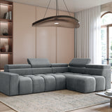 Home Collective Ecksofa Couch Sofa Wohnlandschaft Wohnzimmer 305x210 cm | weicher Stoff & Wellenfederung | verstellbare Kopfstützen | Ottomane links/rechts montierbar | Hocker wahlweise