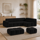 Home Collective Ecksofa Couch Sofa Wohnlandschaft Wohnzimmer 305x210 cm | weicher Stoff & Wellenfederung | verstellbare Kopfstützen | Ottomane links/rechts montierbar | Hocker wahlweise
