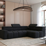 Home Collective Ecksofa Couch Sofa Wohnlandschaft Wohnzimmer 305x210 cm | weicher Stoff & Wellenfederung | verstellbare Kopfstützen | Ottomane links/rechts montierbar | Hocker wahlweise