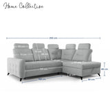 Home Collective Ecksofa Sofa Couch Wohnlandschaft ausziehbar inkl. Bettkasten Schlafsofa Gästebett 250x200 cm L-Form | weicher Stoff & Bonnell-Federkern | verstellbare Kopfstützen