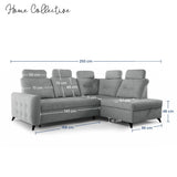 Home Collective Ecksofa Sofa Couch Wohnlandschaft ausziehbar inkl. Bettkasten Schlafsofa Gästebett 250x200 cm L-Form | weicher Stoff & Bonnell-Federkern | verstellbare Kopfstützen