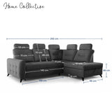 Home Collective Ecksofa Sofa Couch Wohnlandschaft ausziehbar inkl. Bettkasten Schlafsofa Gästebett 250x200 cm L-Form | weicher Stoff & Bonnell-Federkern | verstellbare Kopfstützen