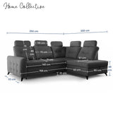 Home Collective Ecksofa Sofa Couch Wohnlandschaft ausziehbar inkl. Bettkasten Schlafsofa Gästebett 250x200 cm L-Form | weicher Stoff & Bonnell-Federkern | verstellbare Kopfstützen