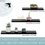 Etagère murale 3 pièces 30 cm, 45 cm et 60 cm de large, étagère murale, étagère flottante blanche pour livres, tableaux, décoration, salon, chambre, salle à manger, couloir 