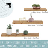 Etagère murale 3 pièces 30 cm, 45 cm et 60 cm de large, étagère murale, étagère flottante blanche pour livres, tableaux, décoration, salon, chambre, salle à manger, couloir 