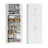 Armoire armoire polyvalente avec amortisseur de porte SOFT CLOSE (en option) blanc 74 cm largeur 180 cm hauteur avec quatre ou six étagères, classeur organisateur d'armoire domestique en bois MDF