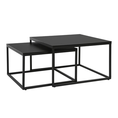 Lot de 2 tables basses 42 cm et 36 cm de haut, table d'appoint design loft, gigogne 2 en 1, surface anti-rayures, salon