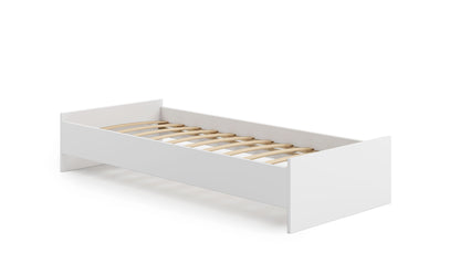 Lit d'appoint 90x200 cm lit de chambre d'amis coloris blanc ou bois clair avec sommier à lattes, bois MDF "Made in Europe" 200 x 90