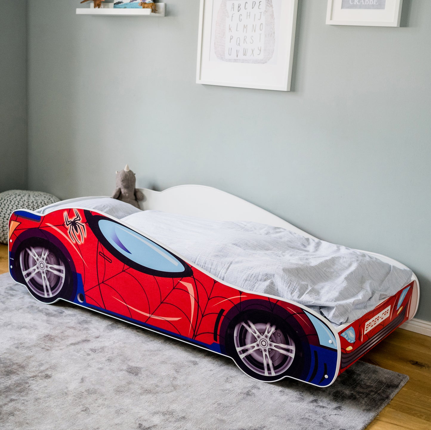 Lit de voiture lit d'enfant lit d'adolescent 70x140 | 80x160 avec protection antichute et matelas | Lit de jeu pour enfants Racer