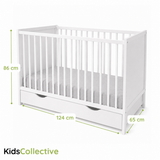 Kids Collective Babybett Kinderbett Beistellbett mit HDF-Platte | Modulares Gitterbett Lattenrost 3-fach höhenverstellbar & abnehmbare Sprossen | Baby Bett Holz Kinderzimmer | 60x120 & 70x140 cm