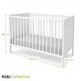 Kids Collective Babybett Kinderbett Beistellbett mit HDF-Platte | Modulares Gitterbett Lattenrost 3-fach höhenverstellbar & abnehmbare Sprossen | Baby Bett Holz Kinderzimmer | 60x120 & 70x140 cm