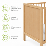 Kids Collective Babybett Kinderbett Beistellbett mit HDF-Platte | Modulares Gitterbett Lattenrost 3-fach höhenverstellbar & abnehmbare Sprossen | Baby Bett Holz Kinderzimmer | 60x120 & 70x140 cm