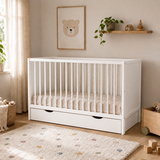 Kids Collective Babybett Kinderbett Beistellbett mit HDF-Platte | Modulares Gitterbett Lattenrost 3-fach höhenverstellbar & abnehmbare Sprossen | Baby Bett Holz Kinderzimmer | 60x120 & 70x140 cm