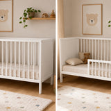 Kids Collective Babybett Kinderbett Beistellbett mit HDF-Platte & Halbschiene | Modulares Gitterbett Lattenrost 3-fach höhenverstellbar & abnehmbare Sprossen | Baby Bett Holz Kinderzimmer | 60x120 & 70x140 cm