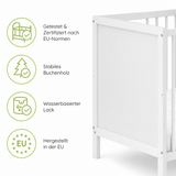 Kids Collective Babybett Kinderbett Beistellbett mit HDF-Platte & Halbschiene | Modulares Gitterbett Lattenrost 3-fach höhenverstellbar & abnehmbare Sprossen | Baby Bett Holz Kinderzimmer | 60x120 & 70x140 cm