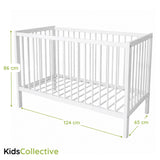 Kids Collective Babybett Kinderbett Beistellbett mit Halbschiene | Modulares Gitterbett Lattenrost 3-fach höhenverstellbar & abnehmbare Sprossen | Baby Bett Holz Kinderzimmer | 60x120 & 70x140 cm