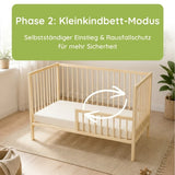 Kids Collective Babybett Kinderbett Beistellbett mit Halbschiene | Modulares Gitterbett Lattenrost 3-fach höhenverstellbar & abnehmbare Sprossen | Baby Bett Holz Kinderzimmer | 60x120 & 70x140 cm