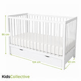 Kids Collective Babybett Kinderbett Beistellbett mit Halbschiene | Modulares Gitterbett Lattenrost 3-fach höhenverstellbar & abnehmbare Sprossen | Baby Bett Holz Kinderzimmer | 60x120 & 70x140 cm