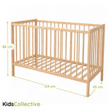 Kids Collective Babybett Kinderbett Beistellbett mit Halbschiene | Modulares Gitterbett Lattenrost 3-fach höhenverstellbar & abnehmbare Sprossen | Baby Bett Holz Kinderzimmer | 60x120 & 70x140 cm