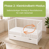 Kids Collective Babybett Kinderbett Beistellbett mit Halbschiene | Modulares Gitterbett Lattenrost 3-fach höhenverstellbar & abnehmbare Sprossen | Baby Bett Holz Kinderzimmer | 60x120 & 70x140 cm
