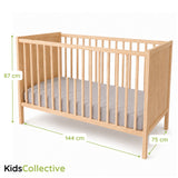 Kids Collective Babybett Kinderbett Beistellbett mit HDF-Platte | Modulares Gitterbett Lattenrost 3-fach höhenverstellbar & abnehmbare Sprossen | Baby Bett Holz Kinderzimmer | 60x120 & 70x140 cm
