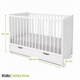 Kids Collective Babybett Kinderbett Beistellbett mit HDF-Platte | Modulares Gitterbett Lattenrost 3-fach höhenverstellbar & abnehmbare Sprossen | Baby Bett Holz Kinderzimmer | 60x120 & 70x140 cm