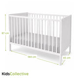 Kids Collective Babybett Kinderbett Beistellbett mit HDF-Platte & Halbschiene | Modulares Gitterbett Lattenrost 3-fach höhenverstellbar & abnehmbare Sprossen | Baby Bett Holz Kinderzimmer | 60x120 & 70x140 cm