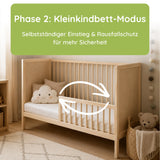 Kids Collective Babybett Kinderbett Beistellbett mit HDF-Platte & Halbschiene | Modulares Gitterbett Lattenrost 3-fach höhenverstellbar & abnehmbare Sprossen | Baby Bett Holz Kinderzimmer | 60x120 & 70x140 cm