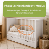 Kids Collective Babybett Kinderbett Beistellbett mit HDF-Platte & Halbschiene | Modulares Gitterbett Lattenrost 3-fach höhenverstellbar & abnehmbare Sprossen | Baby Bett Holz Kinderzimmer | 60x120 & 70x140 cm