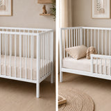 Kids Collective Babybett Kinderbett Beistellbett mit Halbschiene | Modulares Gitterbett Lattenrost 3-fach höhenverstellbar & abnehmbare Sprossen | Baby Bett Holz Kinderzimmer | 60x120 & 70x140 cm