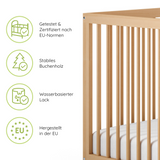 Kids Collective Babybett Kinderbett Beistellbett mit Halbschiene | Modulares Gitterbett Lattenrost 3-fach höhenverstellbar & abnehmbare Sprossen | Baby Bett Holz Kinderzimmer | 60x120 & 70x140 cm