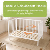 Kids Collective Babybett Kinderbett Beistellbett mit Halbschiene | Modulares Gitterbett Lattenrost 3-fach höhenverstellbar & abnehmbare Sprossen | Baby Bett Holz Kinderzimmer | 60x120 & 70x140 cm