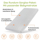 Kids Collective Babybett Kinderbett Beistellbett mit Halbschiene | Modulares Gitterbett Lattenrost 3-fach höhenverstellbar & abnehmbare Sprossen | Baby Bett Holz Kinderzimmer | 60x120 & 70x140 cm