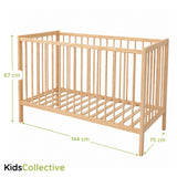 Kids Collective Babybett Kinderbett Beistellbett mit Halbschiene | Modulares Gitterbett Lattenrost 3-fach höhenverstellbar & abnehmbare Sprossen | Baby Bett Holz Kinderzimmer | 60x120 & 70x140 cm