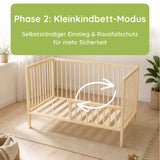 Kids Collective Babybett Kinderbett Beistellbett mit Halbschiene | Modulares Gitterbett Lattenrost 3-fach höhenverstellbar & abnehmbare Sprossen | Baby Bett Holz Kinderzimmer | 60x120 & 70x140 cm