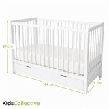 Kids Collective Babybett Kinderbett Beistellbett mit Halbschiene | Modulares Gitterbett Lattenrost 3-fach höhenverstellbar & abnehmbare Sprossen | Baby Bett Holz Kinderzimmer | 60x120 & 70x140 cm