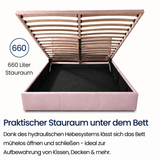 Home Collective Bett Doppelbett Polsterbett Bettgestell mit Lattenrost & Stauraum 120x200 140x200 160x200 180x200 cm mit Bettkasten, Kopfteil mit 3 Paneelen | weicher Samt