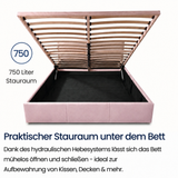 Home Collective Bett Doppelbett Polsterbett Bettgestell mit Lattenrost & Stauraum 120x200 140x200 160x200 180x200 cm mit Bettkasten, Kopfteil mit 3 Paneelen | weicher Samt