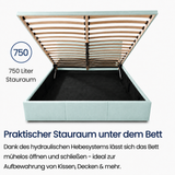 Home Collective Bett Doppelbett Polsterbett Bettgestell mit Lattenrost & Stauraum 120x200 140x200 160x200 180x200 cm mit Bettkasten, Kopfteil mit 3 Paneelen | weicher Samt