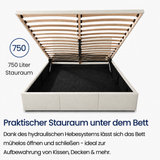 Home Collective Bett Doppelbett Polsterbett Bettgestell mit Lattenrost & Stauraum 120x200 140x200 160x200 180x200 cm mit Bettkasten, Kopfteil mit 3 Paneelen | weicher Samt