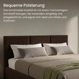 Home Collective Bett Doppelbett Polsterbett Bettgestell mit Lattenrost & Stauraum 120x200 140x200 160x200 180x200 cm mit Bettkasten, Kopfteil mit 3 Paneelen | weicher Samt