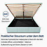Home Collective Bett Doppelbett Polsterbett Bettgestell mit Lattenrost & Stauraum 120x200 140x200 160x200 180x200 cm mit Bettkasten, Kopfteil mit 3 Paneelen | weicher Samt