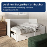 Home Collective Funktionsbett Ausziehbett Daybett Bett mit Schubladen und Matratze | Gästebett Tagesbett Jugendzimmer Schlafzimmer Möbel | ausziehbar auf 160x200 cm mit Rollenführung | weiß