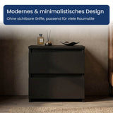 Home Collective Nachttisch Nachtkommode mit 2 Schubladen | Beistelltisch Nachtkonsole Nachtschrank | Schlafzimmer Jugendzimmer Möbel | modernes griffloses Design