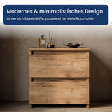 Home Collective Nachttisch Nachtkommode mit 2 Schubladen | Beistelltisch Nachtkonsole Nachtschrank | Schlafzimmer Jugendzimmer Möbel | modernes griffloses Design
