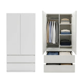 Home Collective Schrank Mehrzweckschrank Kleiderschrank 90x50x180 cm | Garderobenschrank Aktenschrank Hochschrank | 2 Türen & 2 Schubladen | griffloses Design robuster Holzwerkstoff