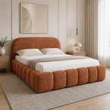 Home Collective Polsterbett Doppelbett Bett Bubble mit Stauraum und Metall-Lattenrost | Schlafzimmer Jugendzimmer Möbel | weicher Stoff modernes Design mit Steppung